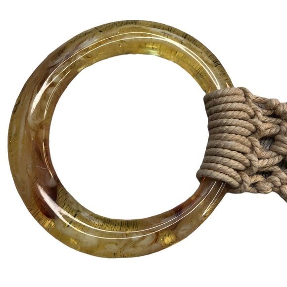 Vintage 70’s Macrame Bohemian Braided Rope Belt with Wood Beads - Picture 5 of 9